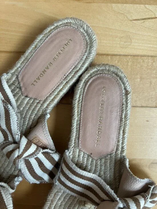 Loeffler Randall Daisy Platform Espadrille Sandal Womens 38/ US 8 Striped Bow - Picture 5 of 7